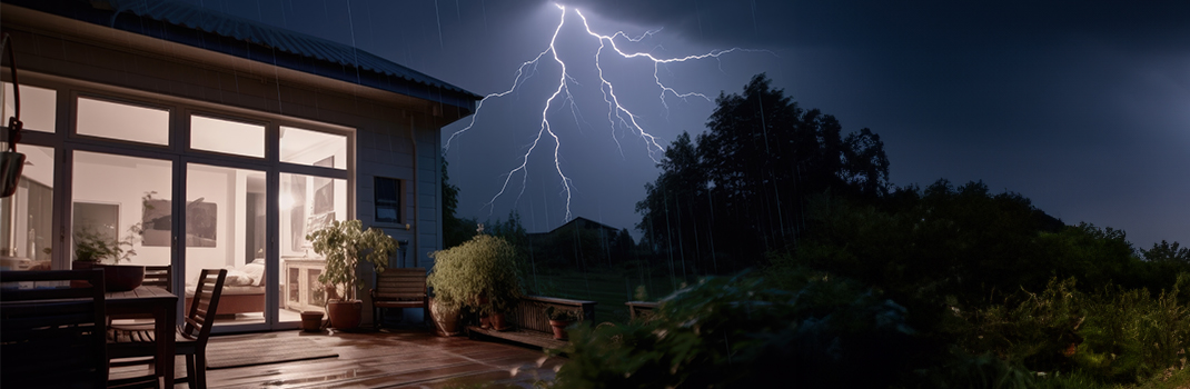 Lightning behind house