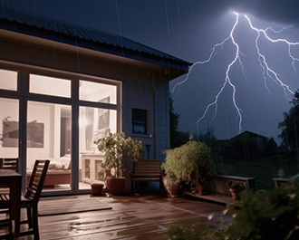 Lightning behind house